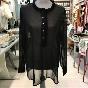 H&M black sheer dress shirt